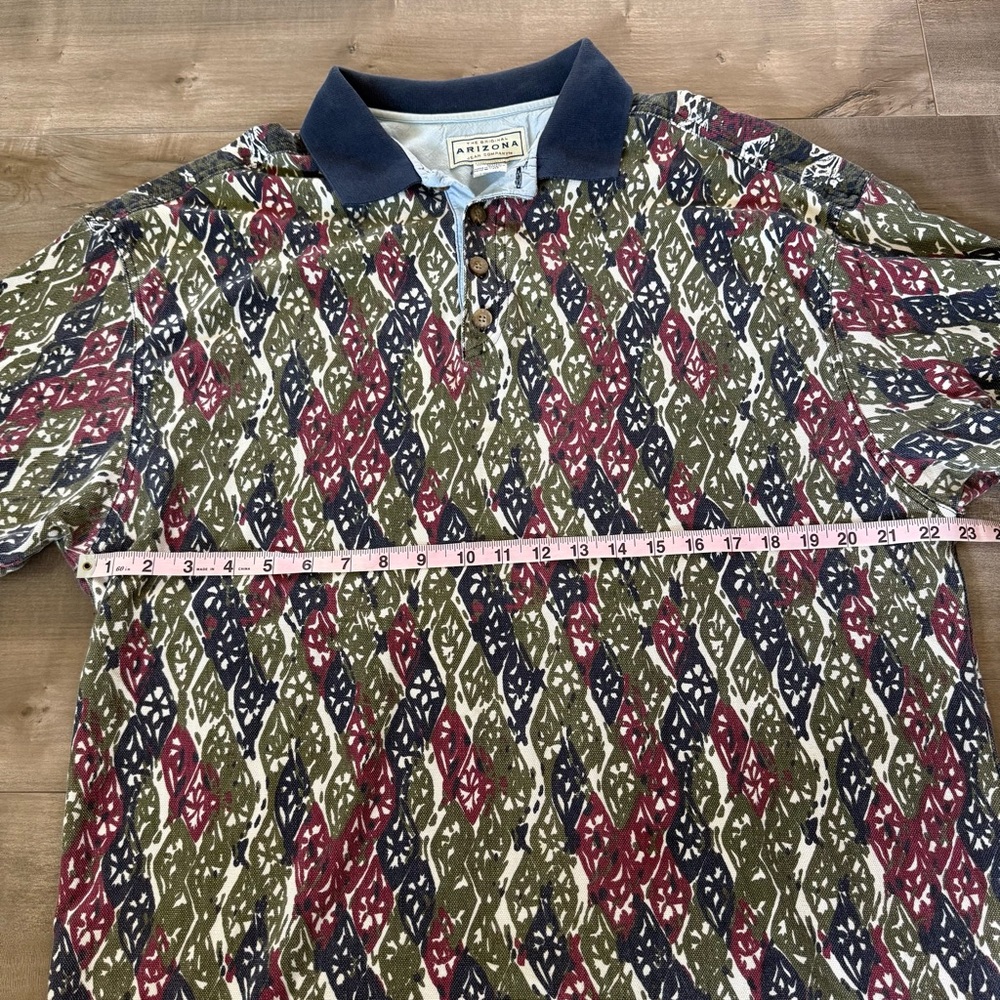 Vintage Arizona Jean Company Polo Men XL Leaf Print Y2K 90s Short Sleeve Shirt - Picture 9 of 10